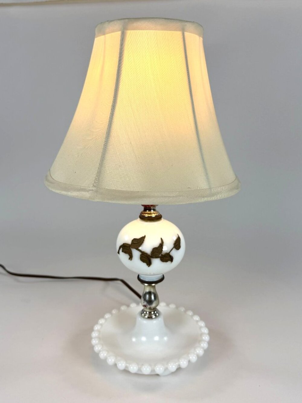 Vintage Falkenstein White Milk Glass Boudoir Lamp Working
